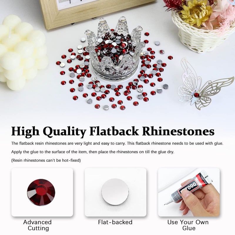 Briskbloom 1000PCS SS30 6mm Resin Flatback Rhinestone, Ruby/Dark Red Flatback Rhinestones for Nails, Tumblers, Mugs, Bottles, Craft Decoration, Loose Bling Glitter Diamond Stone - Image 2